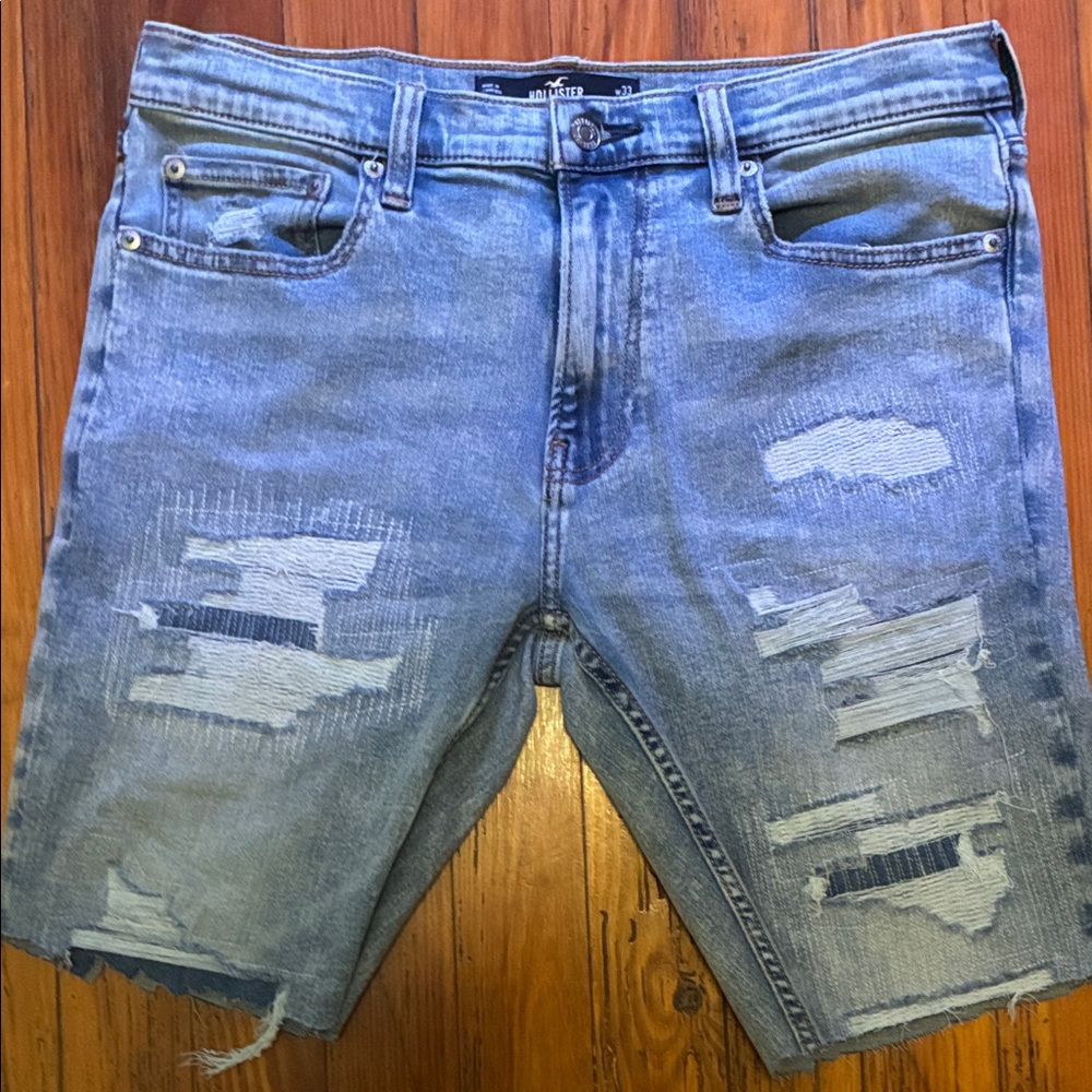 Hollister Light Blue Distressed Jean Shorts